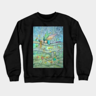 Enchanted Forest Fairy and Mushrooms Fantasy Art by Molly Harrison Crewneck Sweatshirt